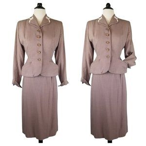 Briarbrook Tailored by Leslie Fay 1940s Suit Jacket & Skirt Set Sz 2, XS or S